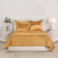 Bari Honey Gold Velvet Quilt Collection - Ornate Home
