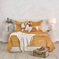 Bari Honey Gold Velvet Quilt Collection - Ornate Home