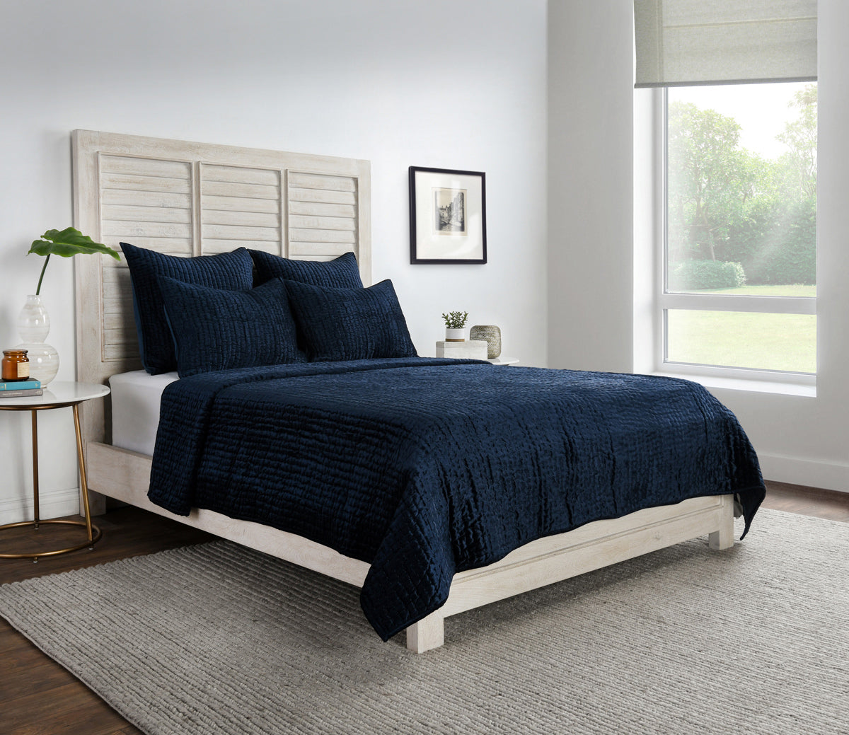 Bari Ocean Blue Velvet Quilt Collection - Ornate Home