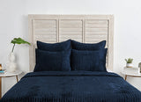 Bari Ocean Blue Velvet Quilt Collection - Ornate Home