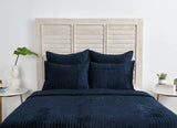 Bari Ocean Blue Velvet Quilt Collection - Ornate Home