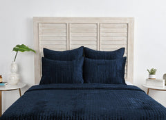 Bari Ocean Blue Velvet Quilt Collection - Ornate Home