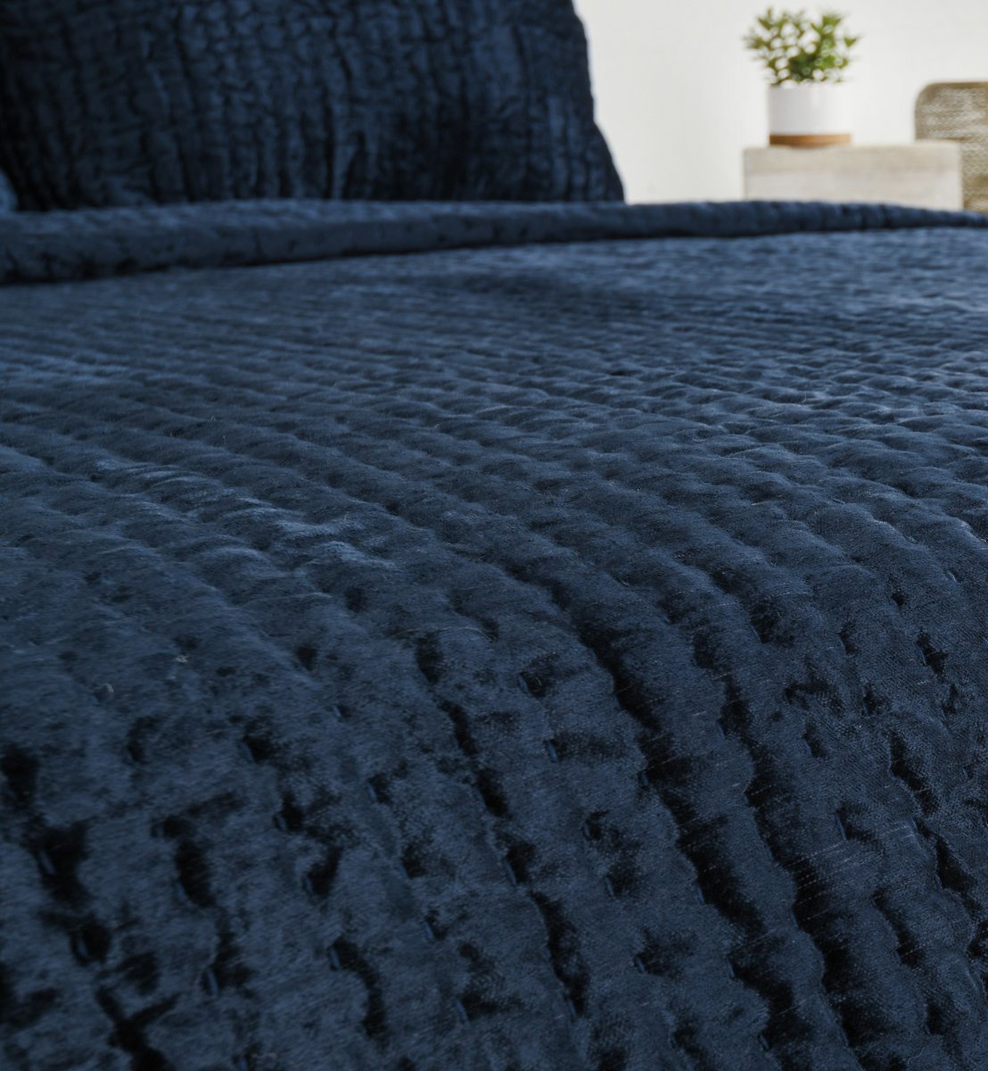 Bari Ocean Blue Velvet Quilt Collection - Ornate Home