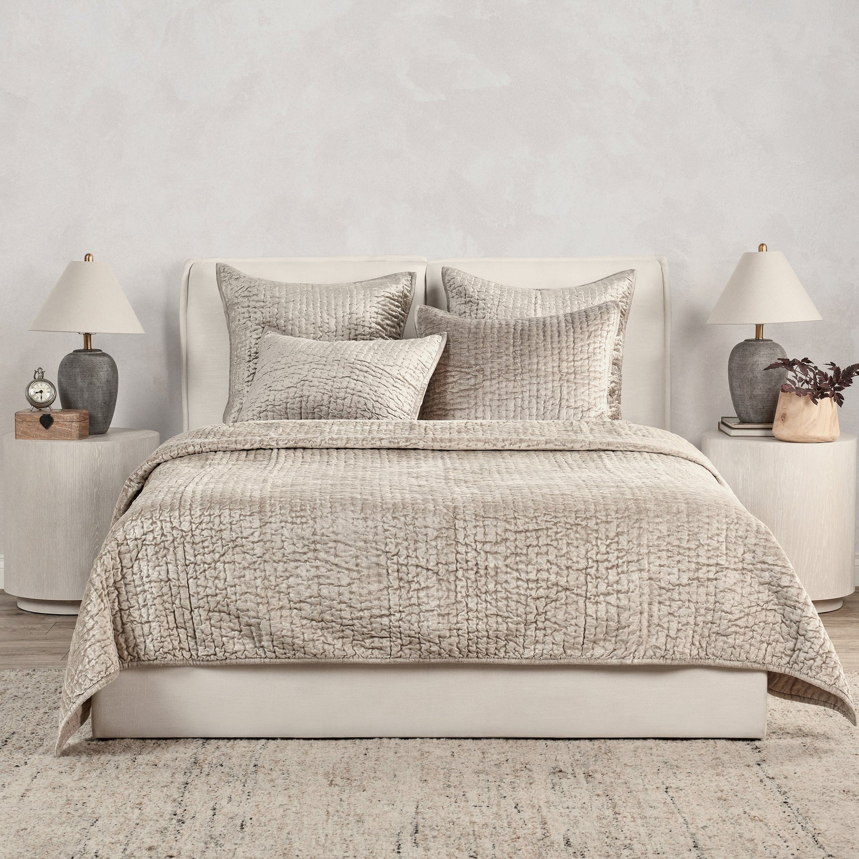Bari Pebble Velvet Quilt Collection - Ornate Home