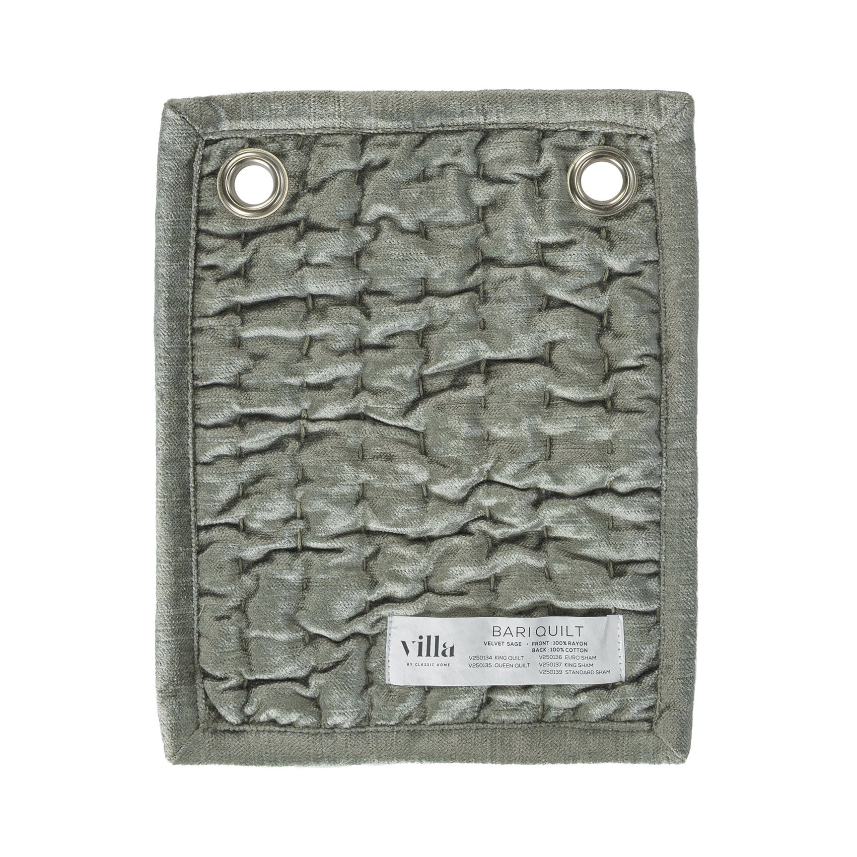 Bari Sage Velvet Quilt Collection - Ornate Home