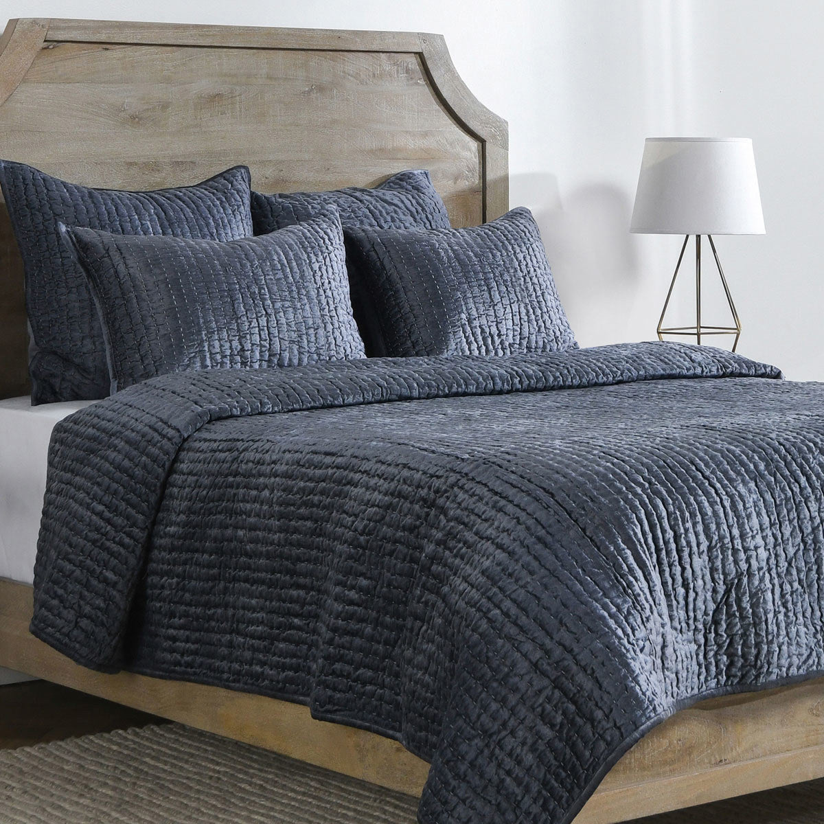 Bari Sea Fog Velvet Quilt Collection - Ornate Home