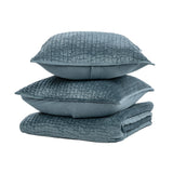 Bari Stone Blue Velvet Quilt Collection - Ornate Home