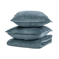 Bari Stone Blue Velvet Quilt Collection - Ornate Home