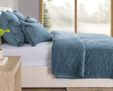 Bari Stone Blue Velvet Quilt Collection - Ornate Home