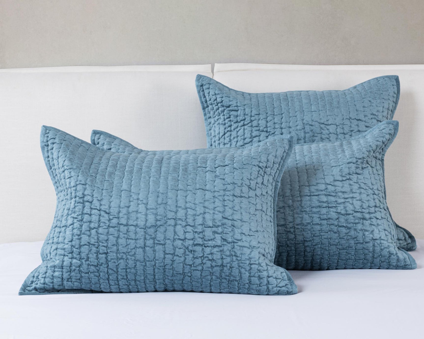 Bari Stone Blue Velvet Quilt Collection - Ornate Home