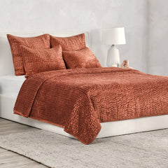 Bari Terracotta Velvet Quilt Collection - Ornate Home