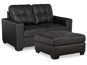 Barlin Mills Carbon Loveseat and Oversized Ottoman - Ornate Home