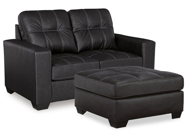 Barlin Mills Carbon Loveseat and Oversized Ottoman - Ornate Home