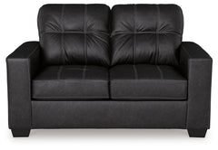 Barlin Mills Carbon Loveseat and Oversized Ottoman - Ornate Home