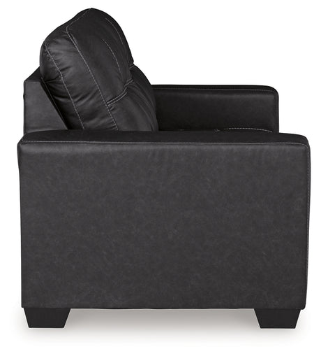 Barlin Mills Carbon Loveseat and Oversized Ottoman - Ornate Home