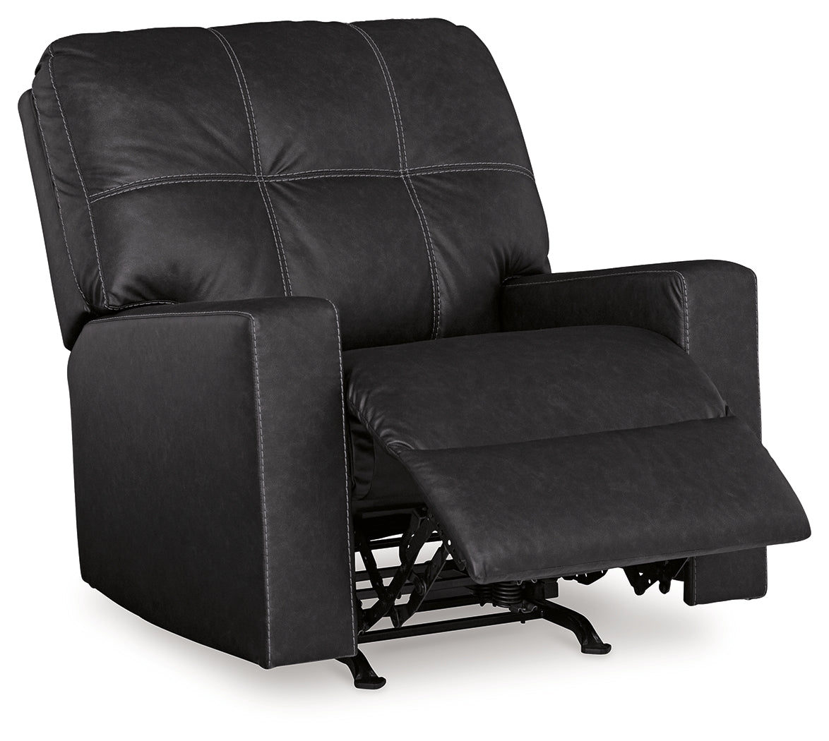 Barlin Mills Carbon Recliner and Oversized Accent Ottoman (Online Special Price) - Ornate Home