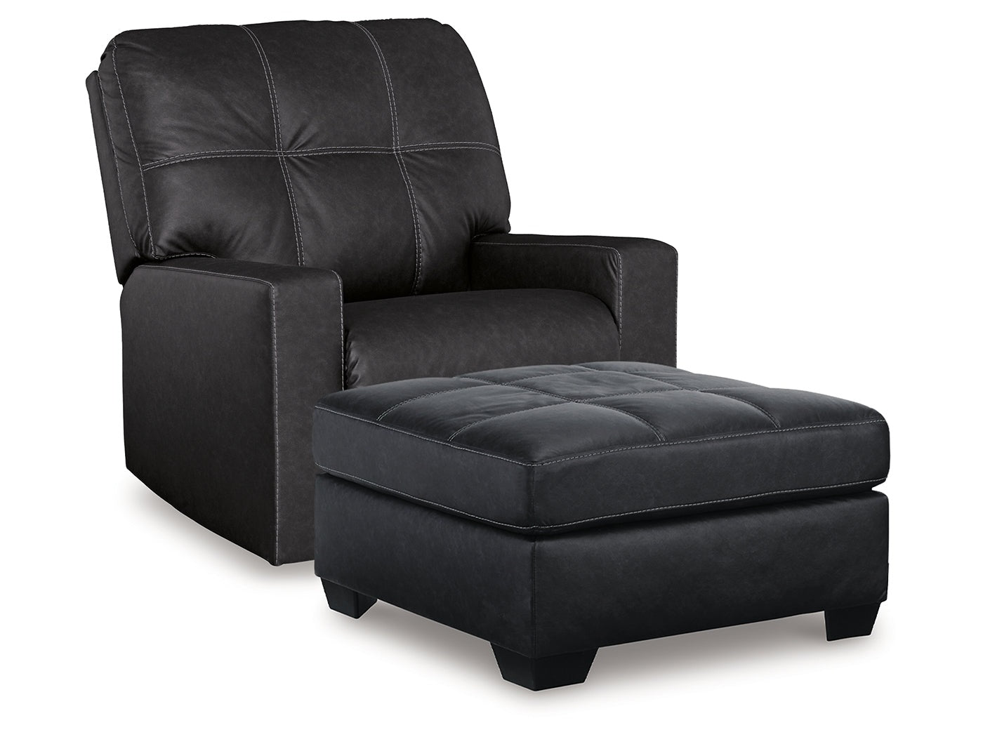 Barlin Mills Carbon Recliner and Oversized Accent Ottoman - Ornate Home