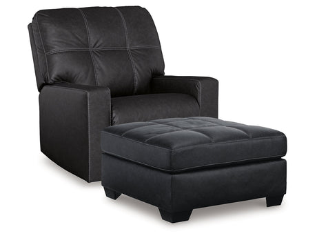 Barlin Mills Carbon Recliner and Oversized Accent Ottoman - Ornate Home