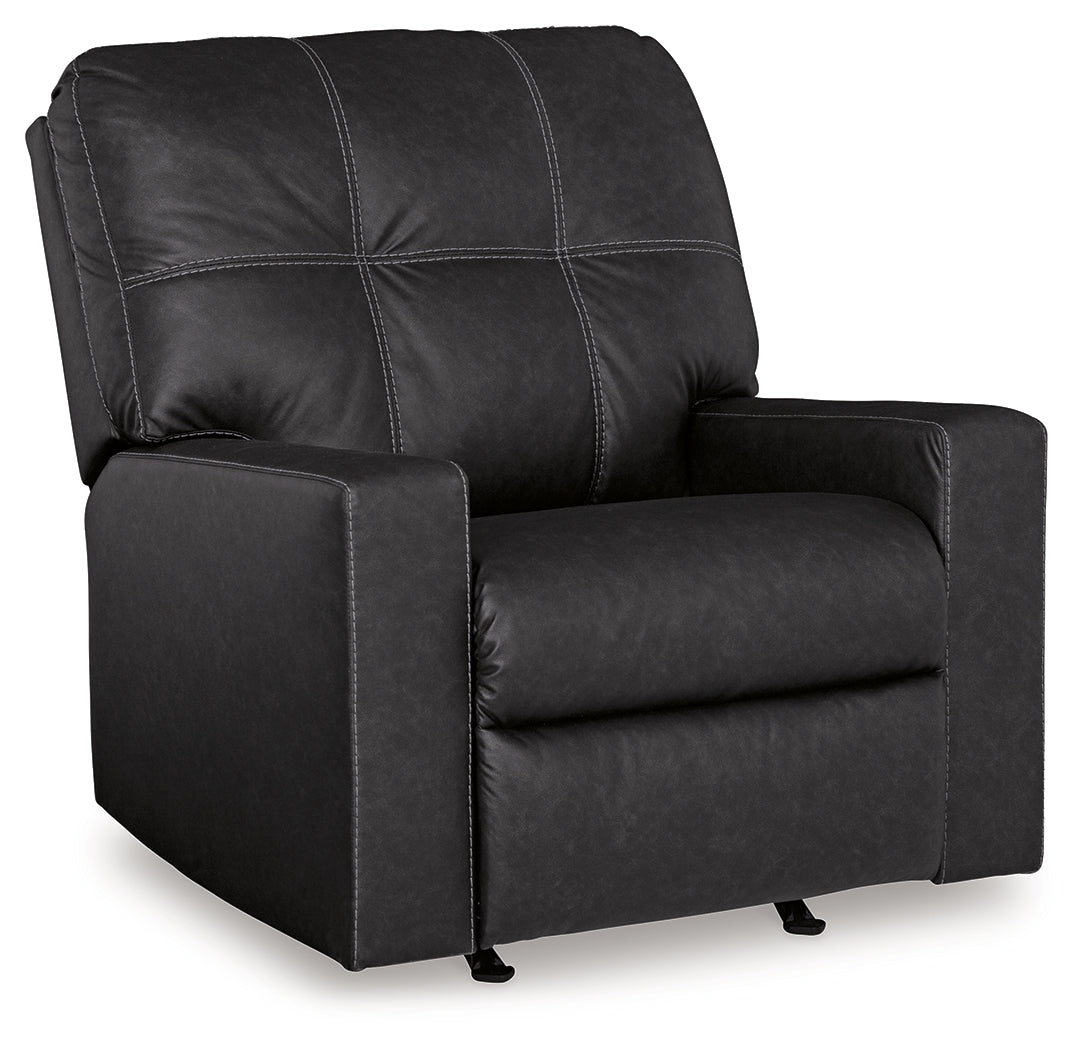 Barlin Mills Carbon Recliner and Oversized Accent Ottoman - Ornate Home