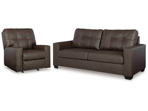 Barlin Mills Umber Sofa and Recliner - Ornate Home