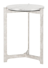 Barmas White & Silver Side Table - Ornate Home