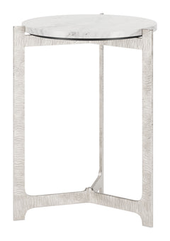 Barmas White & Silver Side Table - Ornate Home