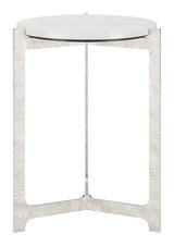 Barmas White & Silver Side Table - Ornate Home
