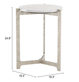 Barmas White & Silver Side Table - Ornate Home