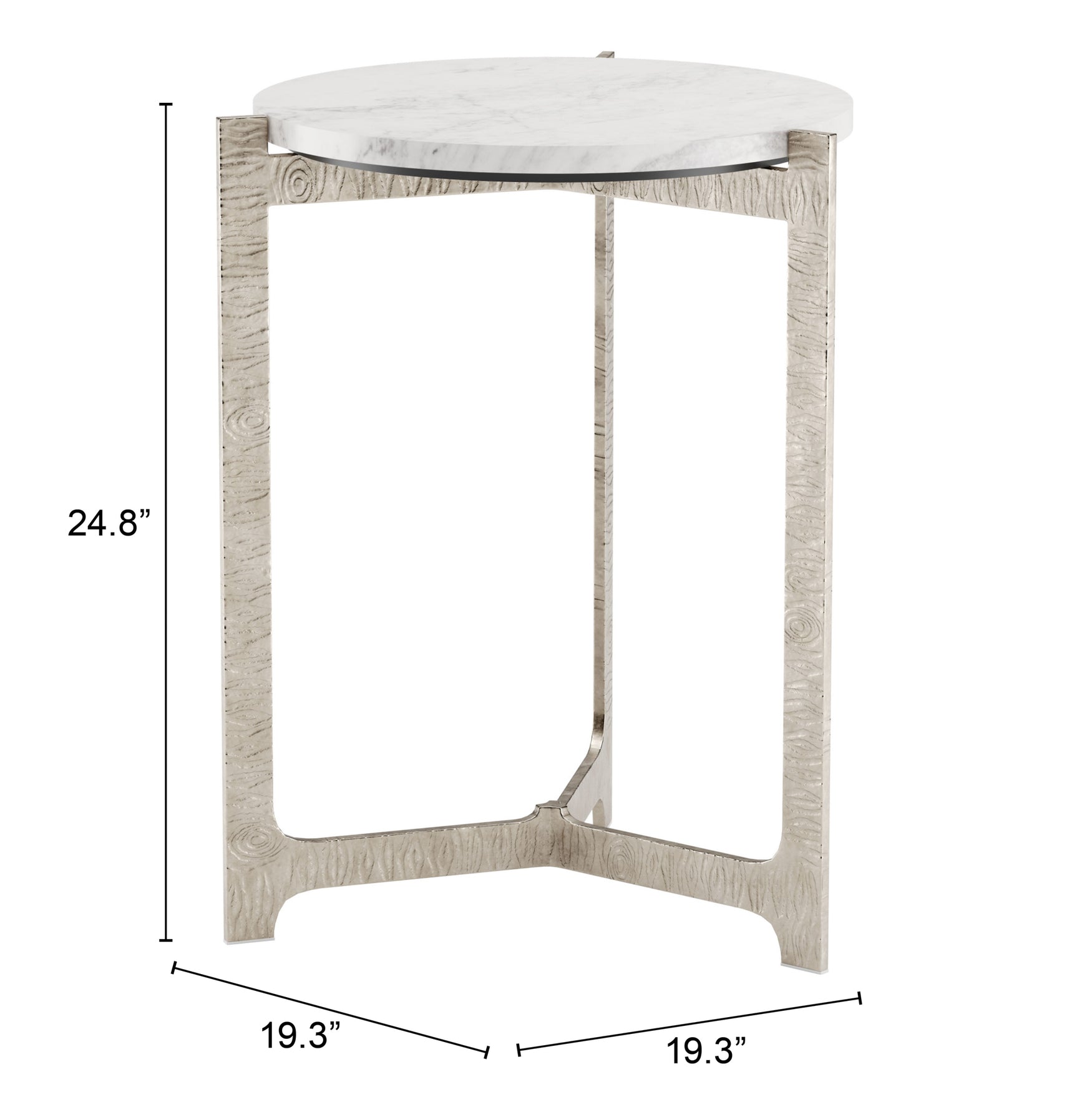 Barmas White & Silver Side Table - Ornate Home