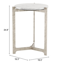 Barmas White & Silver Side Table - Ornate Home