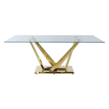 Barnard Clear Glass Top & Mirrored Gold Finish Dining Table - Ornate Home