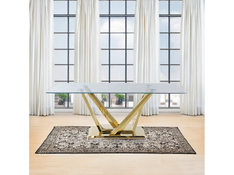 Barnard Clear Glass Top & Mirrored Gold Finish Dining Table - Ornate Home