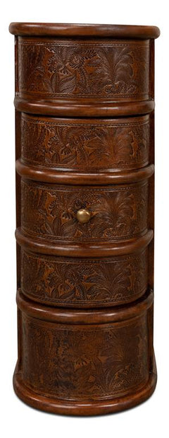 Barnes Brown Leather Book Side Table - Ornate Home