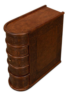 Barnes Brown Leather Book Side Table - Ornate Home