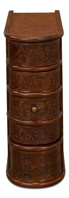Barnes Brown Leather Book Side Table - Ornate Home