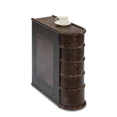 Barnes Brown Leather Book Side Table - Ornate Home