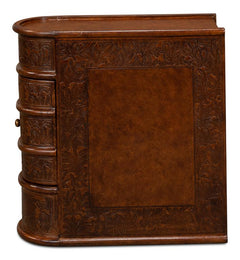 Barnes Brown Leather Book Side Table - Ornate Home