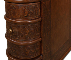 Barnes Brown Leather Book Side Table - Ornate Home