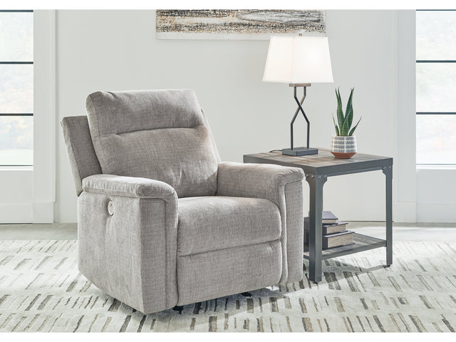Barnsana Ash Micro Chenille Power Recliner (Online Special Price) - Ornate Home
