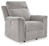 Barnsana Ash Micro Chenille Power Recliner - Ornate Home