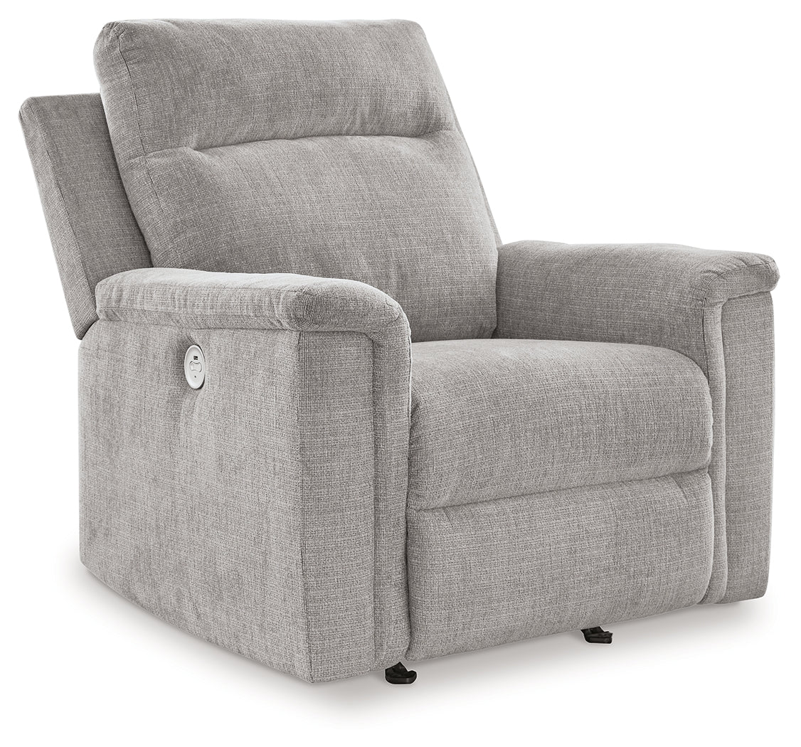 Barnsana Ash Micro Chenille Power Recliner - Ornate Home