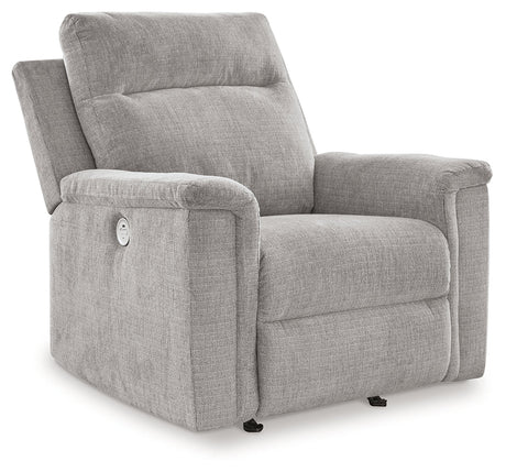 Barnsana Ash Micro Chenille Power Recliner - Ornate Home