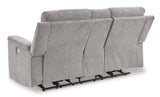 Barnsana Ash Micro Chenille Power Reclining Loveseat w/ Console (Online Special Price) - Ornate Home