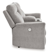 Barnsana Ash Micro Chenille Power Reclining Loveseat w/ Console (Online Special Price) - Ornate Home