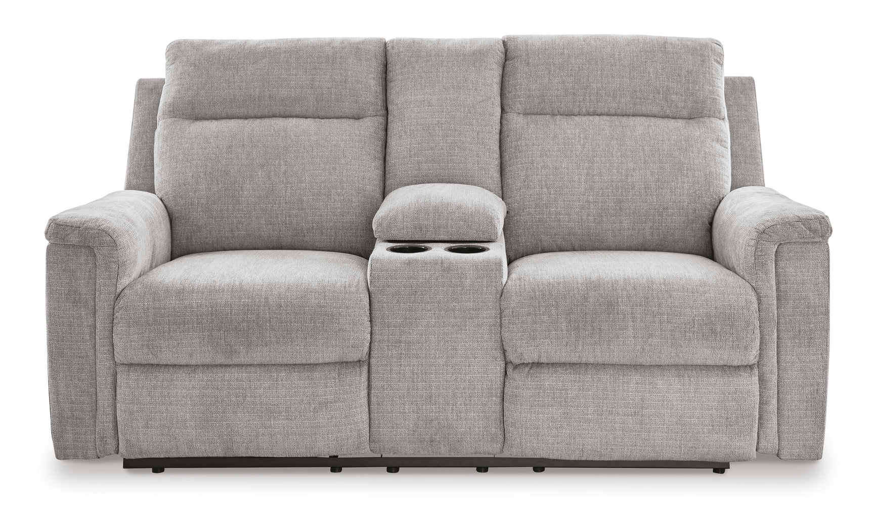 Barnsana Ash Micro Chenille Power Reclining Loveseat w/ Console (Online Special Price) - Ornate Home