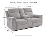 Barnsana Ash Micro Chenille Power Reclining Loveseat w/ Console (Online Special Price) - Ornate Home