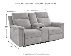 Barnsana Ash Micro Chenille Power Reclining Loveseat w/ Console - Ornate Home