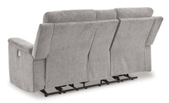 Barnsana Ash Micro Chenille Power Reclining Loveseat w/ Console - Ornate Home