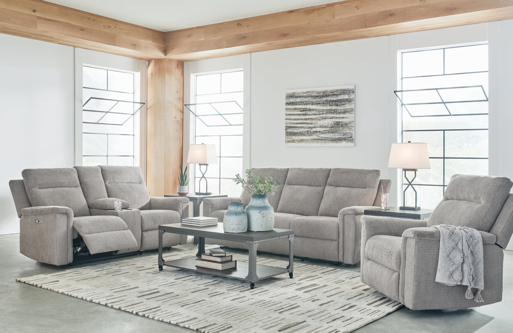 Barnsana Ash Power Reclining Sofa, Loveseat and Recliner (Online Special Price) - Ornate Home