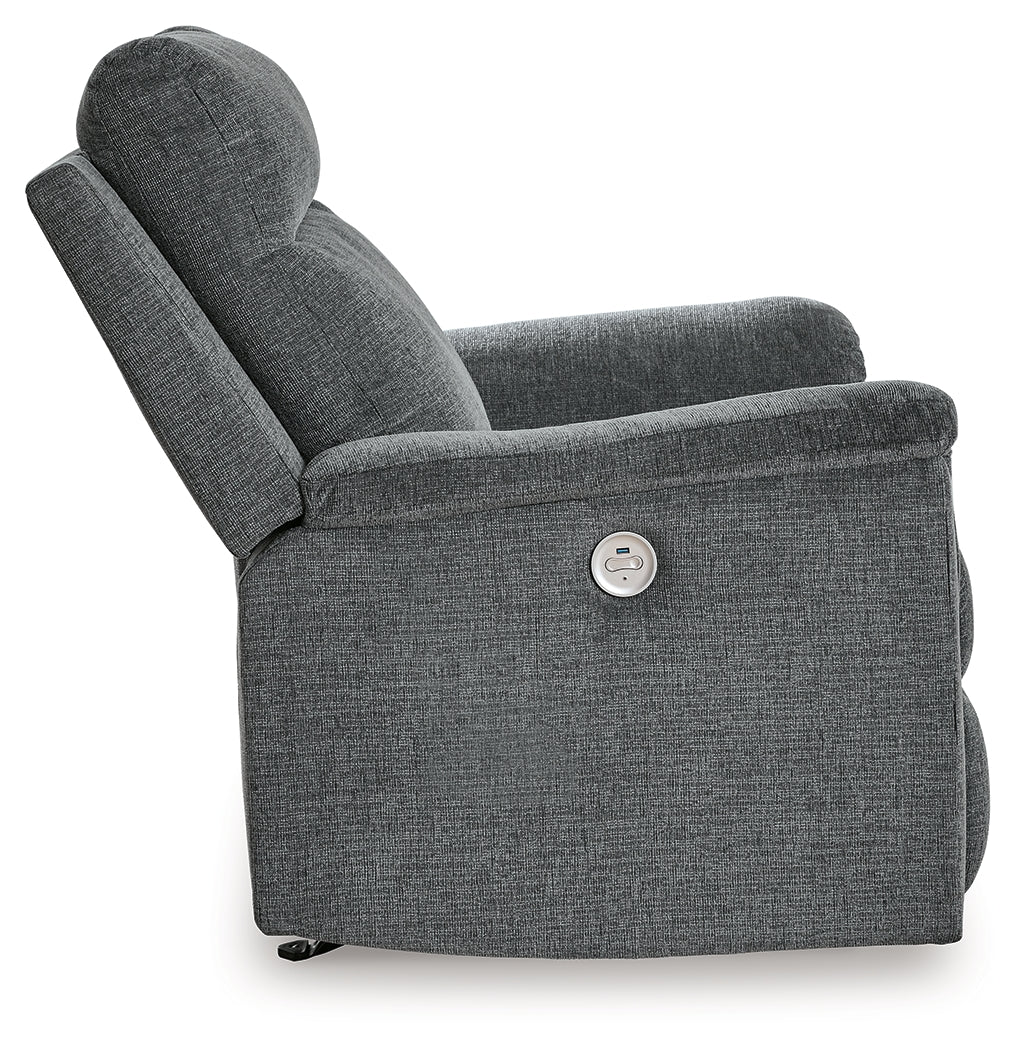 Barnsana Gravel Micro Chenille Power Recliner (Online Special Price) - Ornate Home